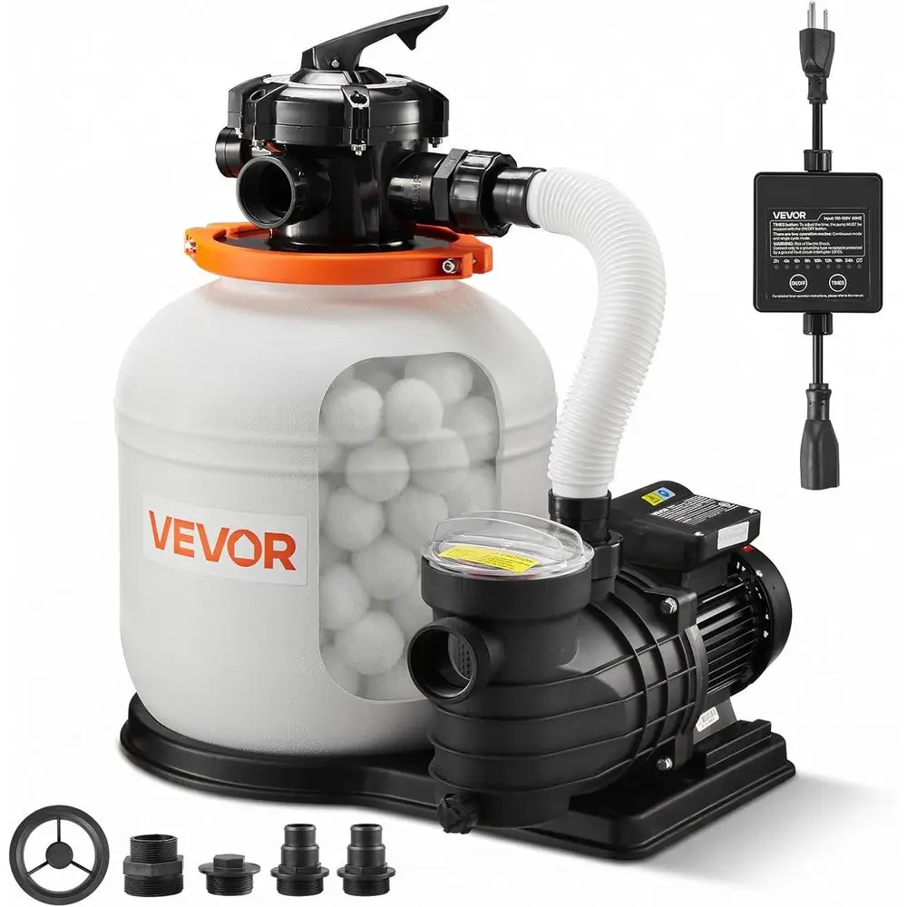 

lase Sand ilter Pump, 14 in or Aove Ground Pool, 0.75 P 3500 GP, Swimming Pool ilter System witTimer, 6X aster iltration, Media
