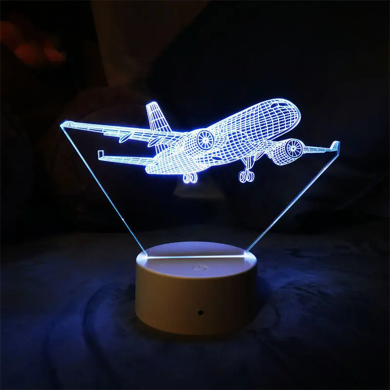 Airplane 3D Night Light Usb Plug-in Touch Bedside Lamp Kids Decoration Night Light Birthday Christmas Gift