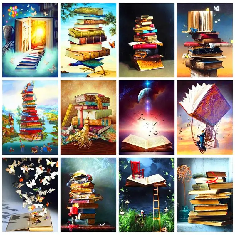 

RUOPOTY 5D DIY Diamond Painting Book Embroidery Landscape Full Round/Square Mosaic Complete Kit Rhinestone Pictures Wall Decor