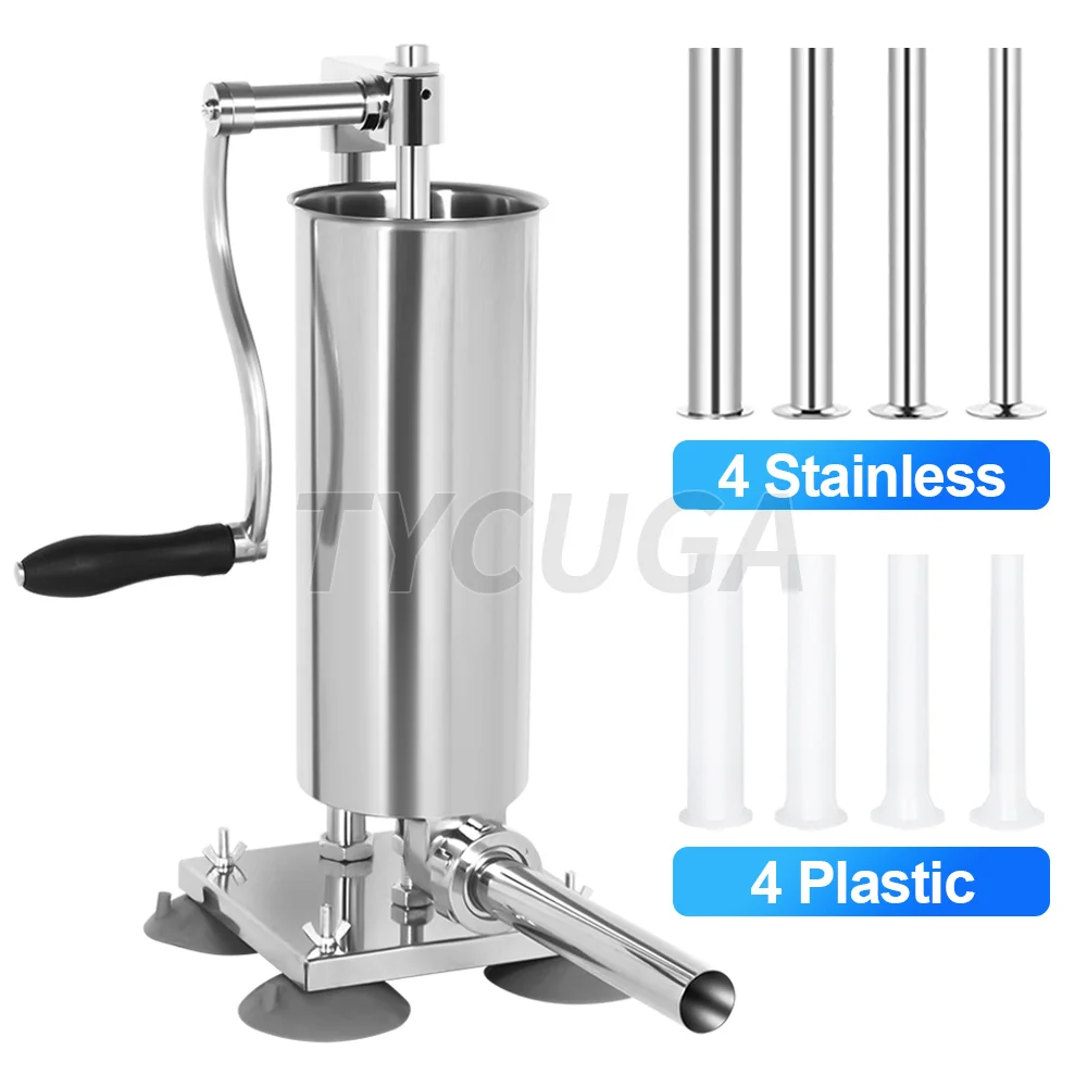 Embutidora de salchichas de 4L, máquina Manual Vertical de acero inoxidable para el hogar, máquina para hacer salchichas, relleno de jeringa para salchichas, máquina para hacer carne