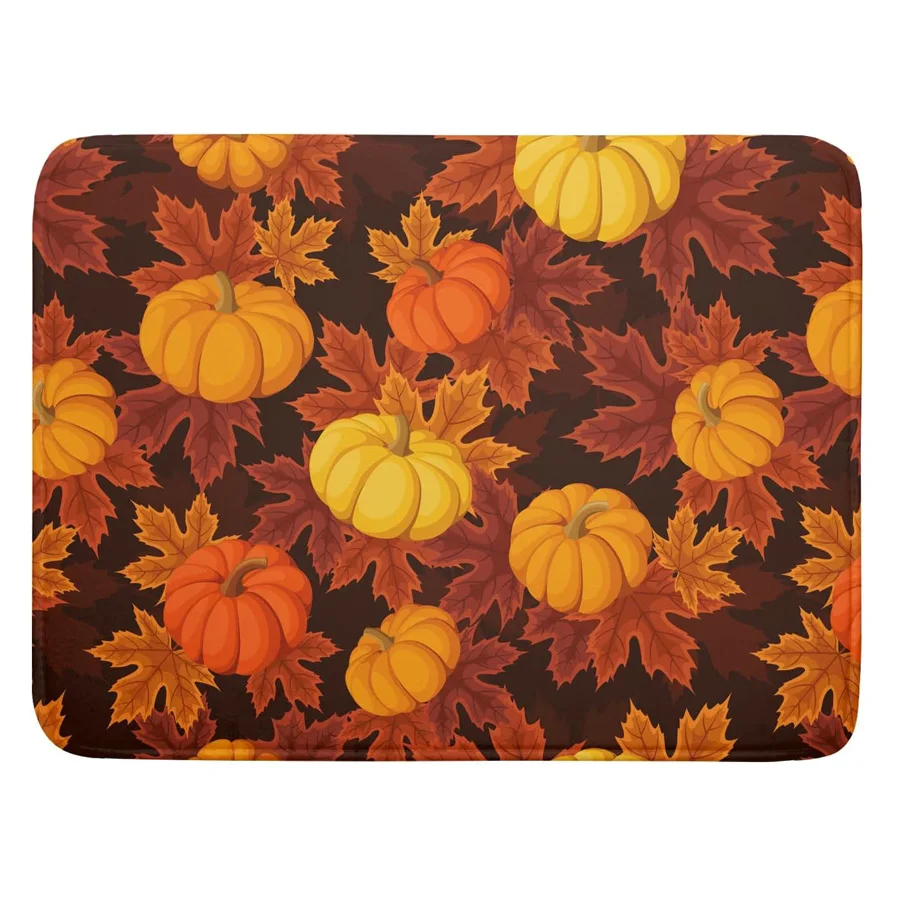 Fall Pumpkin Maple Leaf Drying Mats for Kitchen Table Decoration Absorb Water Drying Mat Kitchen Accessories Dish Rack Mat