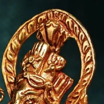 

6"Xizang Folk Collection Old Bronze Gilded Cinnabar Ganesha Buddha Vajra Phurpa Amulet Dharam Town house Exorcism