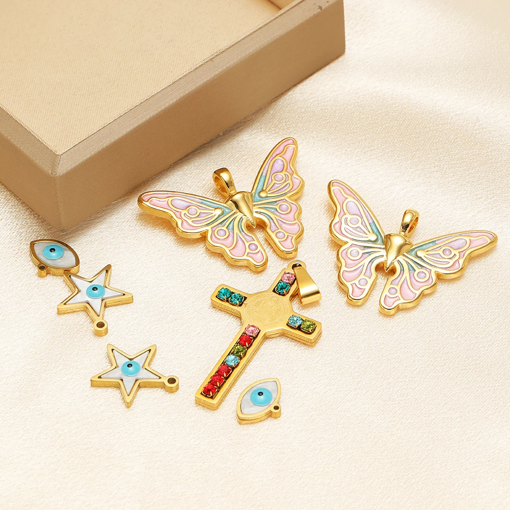 5 개/몫 스테인레스 스틸 에나멜 스타 나비 매력 크로 - Butterfly Pendant Necklace 리뷰 및 가격