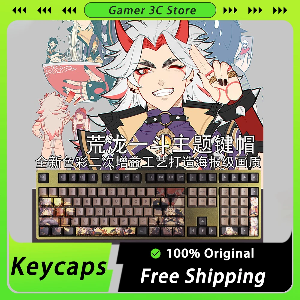 

Genshin Impact Keycaps Arataki Itto Custom Mechanical Keyboard Keycaps Set 108 Key Sublimation PBT Keycap PC Gamer Accessories