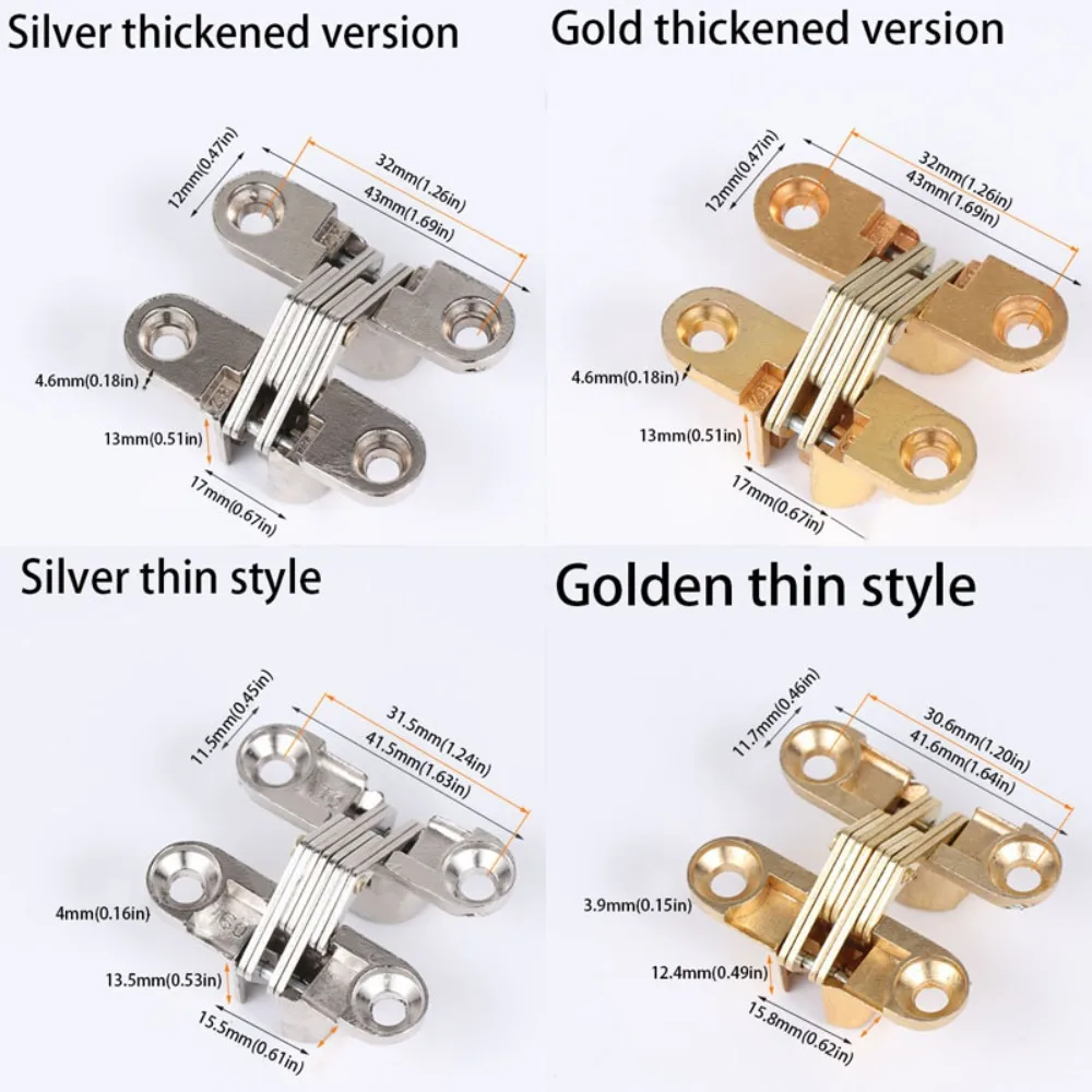 

Stainless Steel Invisible Hinge Golden Zinc Alloy Silent Design Concealed Hinge Smooth Operation Thickened Durable