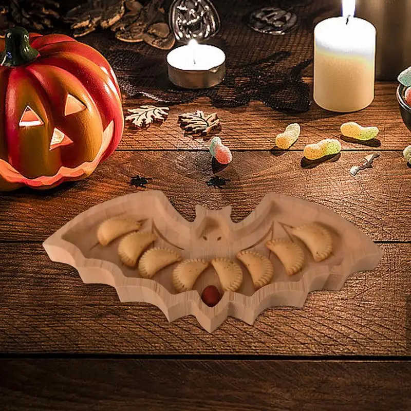 Wood Serving Trays Halloween Decorative Tray Platter Halloween Elements Counter Tray For Bread Meat Cheese Biscuits And Pizza