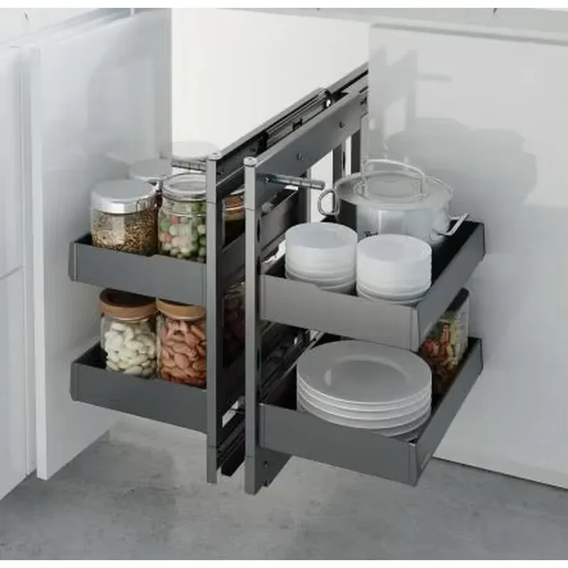 Heavy Duty Corner Cabinet Pull Out Basket Modern Sliding Storage Rack For Kitchen Organization Space Saving Wire Drawer