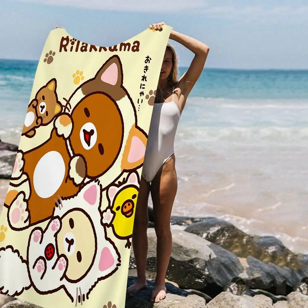 Cute Cartoon Anime R-Rilakkuma Microfiber Blanket Quick Drying Beach Towels Printing Super Absorbent Pool Towel Blanket