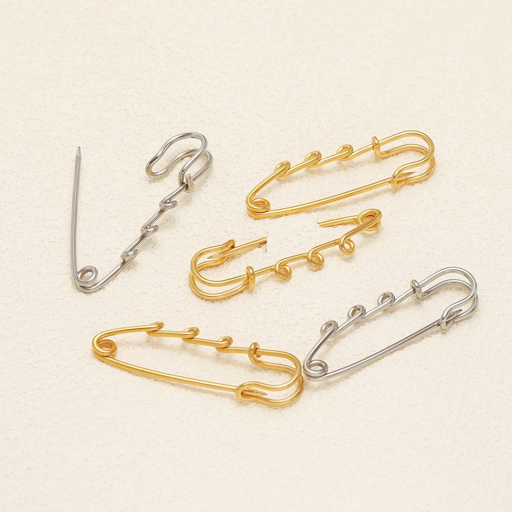 5 Stück Sicherheitsnadeln aus Edelstahl mit Ösen und Verschlüssen für DIY-Broschen, Schmuckherstellung, Bekleidungszubehör und Accessoires – Detail 5