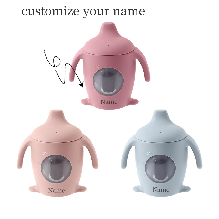 

1PC Personalized Customization Name Penguin Silicone sippy Cup silicone for Babies/Toddlers Baby Cups Custom Water Bottle
