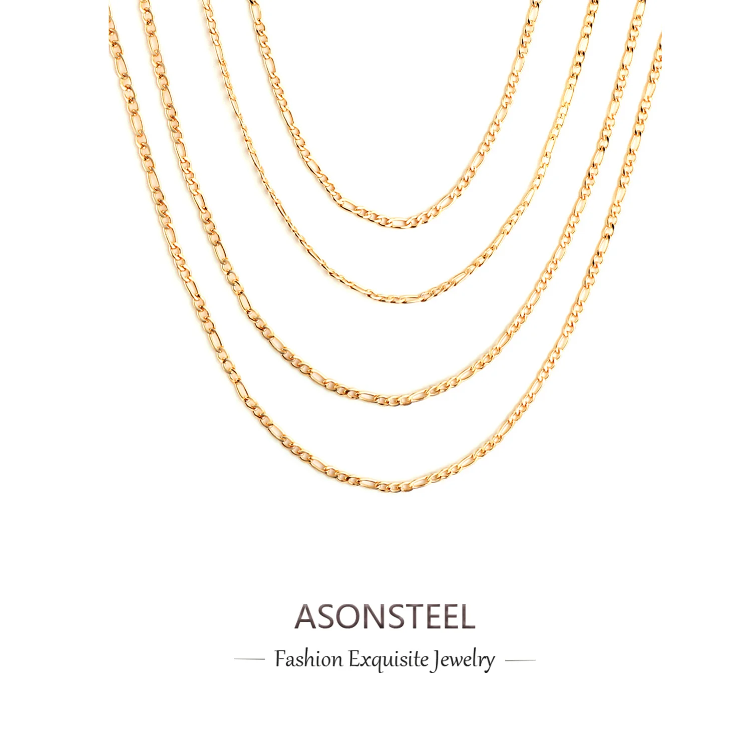 

ASONSTEEL 1 Piece Rope Cuban Link Chain Stainless Steel Necklace 45cm/50cm/55cm/60cm Gold Color Jewelry For Women Men Trending