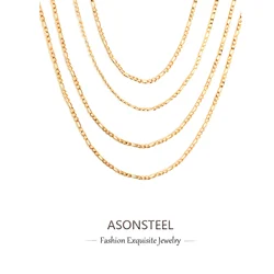 ASONSTEEL 1 Piece Rope Cuban Link Chain Stainless Steel Necklace 45cm/50cm/55cm/60cm Gold Color Jewelry For Women Men Trending