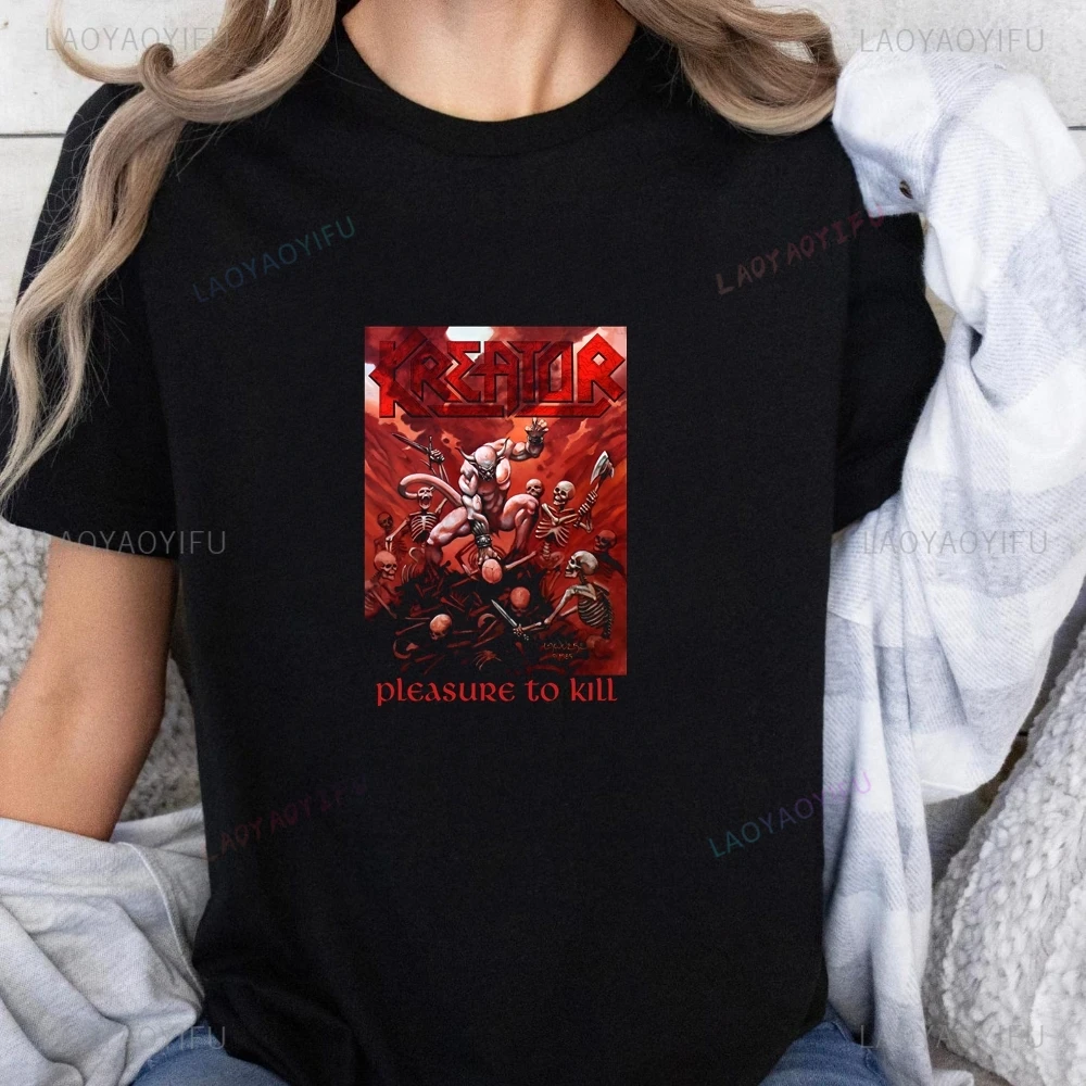 

Модные и ретро-рубашки с короткими рукавами KREATOR Trend Harajuku для мужчин и женщин, футболки большого размера с узорами