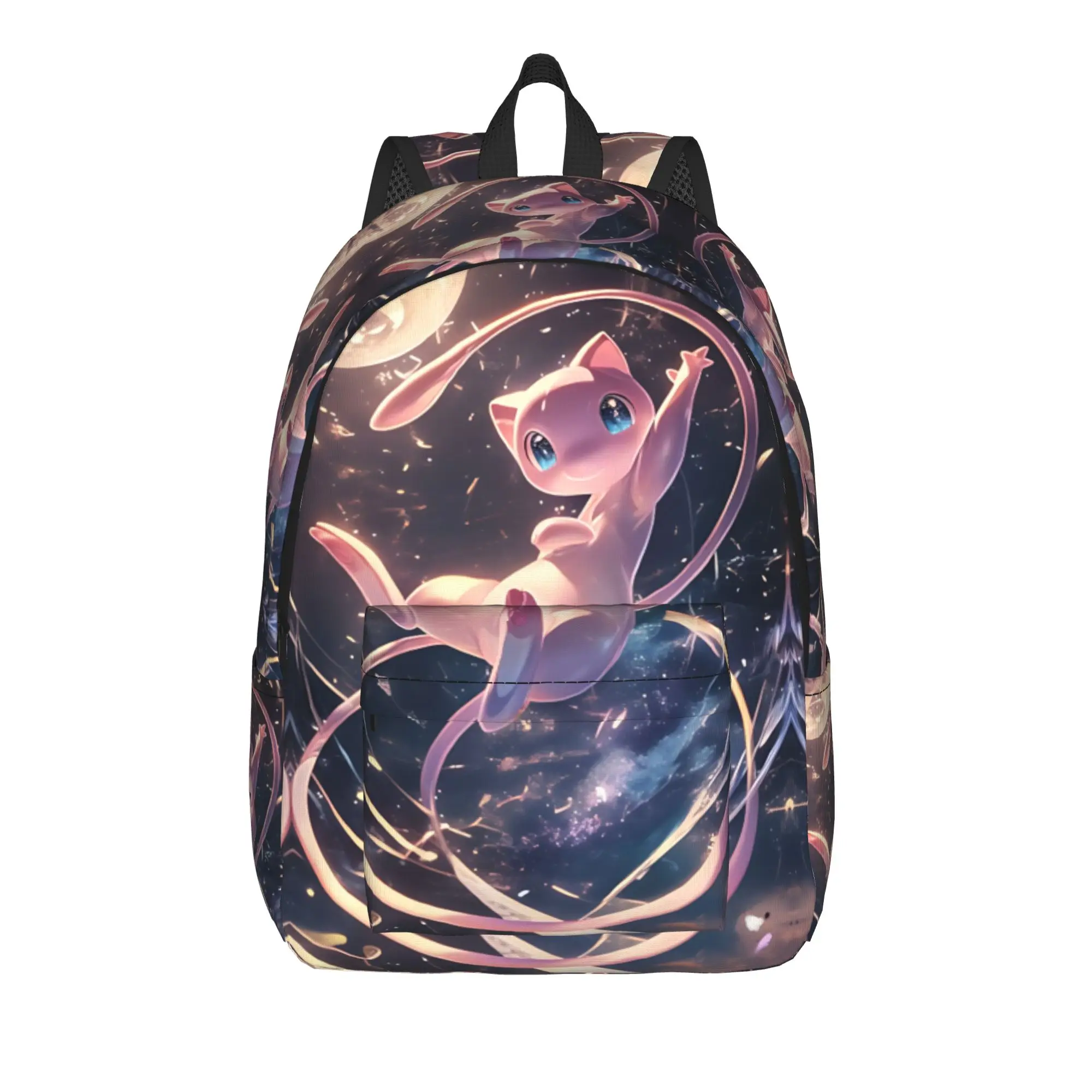 Fashion Pokemon Theme Backpack Mew Mochilas Light For Work Retro Washable Rucksack