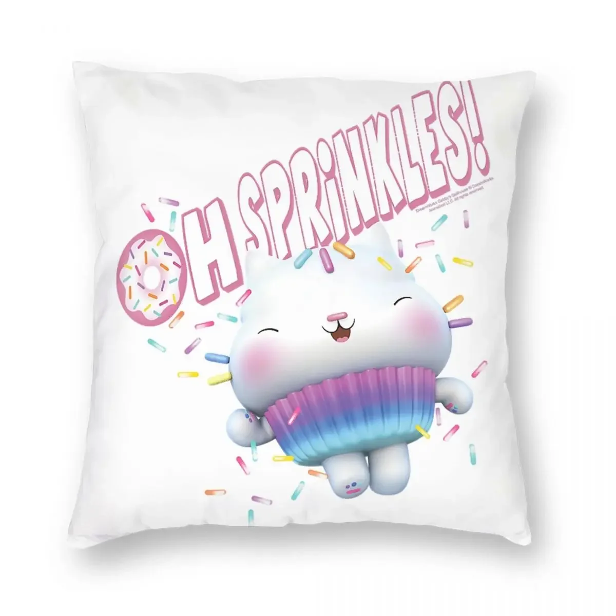 Gabbys Dollhouse Cakey Cat Oh Sprinkles Pillowcase Soft Polyester Cushion Cover Gift Pillow Case Cover Home Wholesale 45*45cm