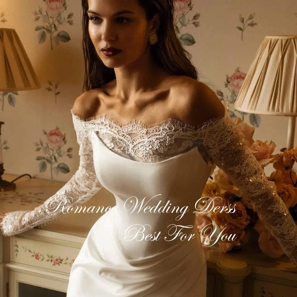 Sexy Pleat Lace Strapless Mermaid Wedding Dress 2026 Off The Shoulder Split Open Back Bridal Gown Vestidos De Novia Customized image 3