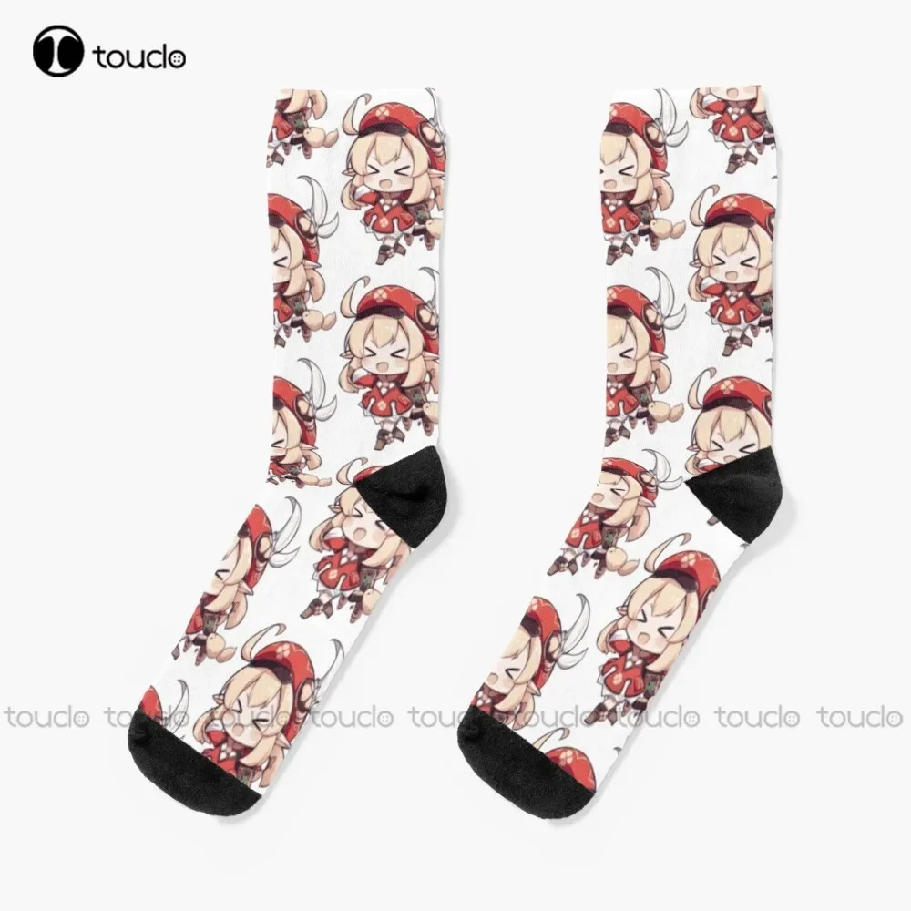 Klee Chibi-Genshin Impact Socks, носки для софтбола, женские персонализированные носки унисекс для взрослых, подростков, молодежи, 360° °   Цифровая печать