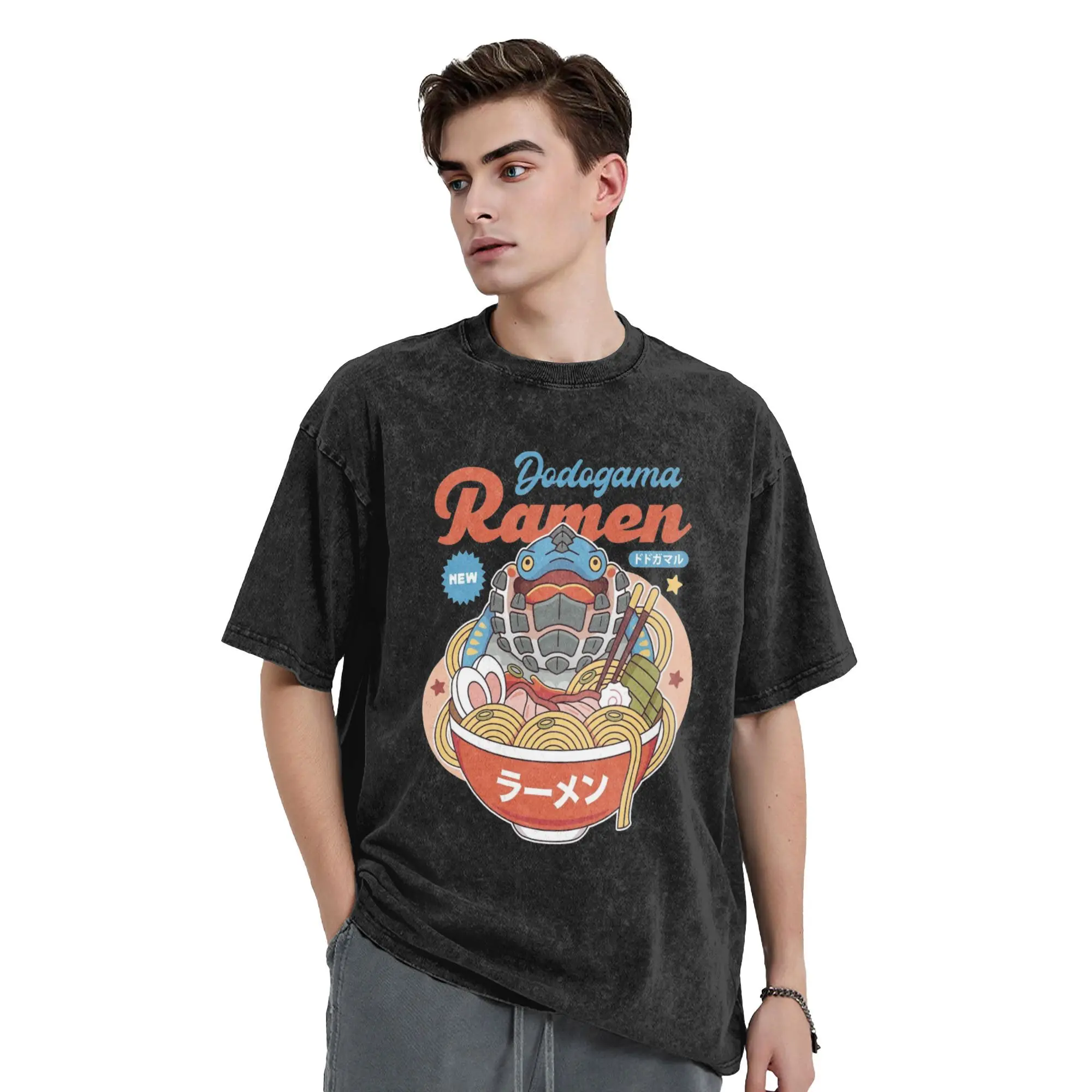 

Футболка для пар Dodogama Ramen Monster Hunter, стираные футболки, модные крутые летние футболки Y2K, забавные свободные повседневные топы, идея подарка
