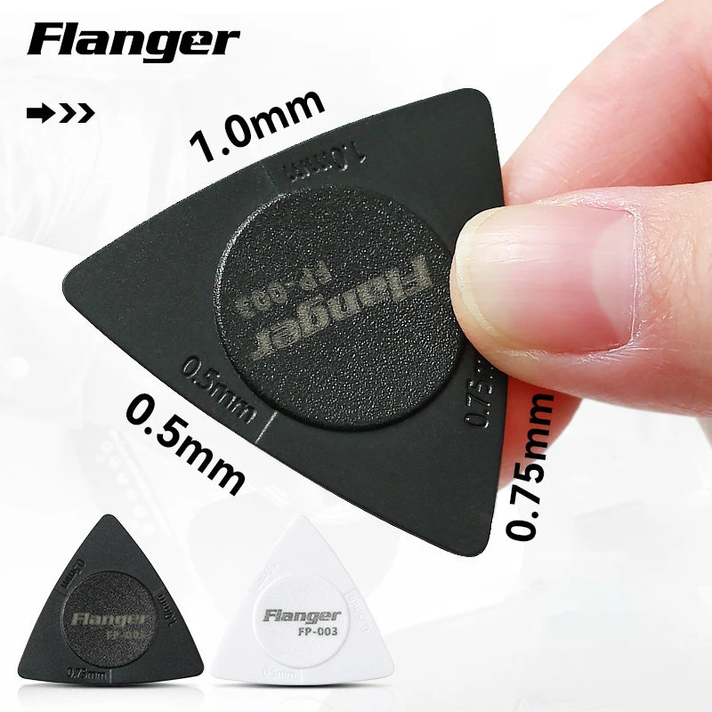 Bordered Guitar Picks, 3 Thicknesses: 1mm / 0.75mm / 0.5mm, Non-slip ABS Material Guitar Plectrums, Black & White Available