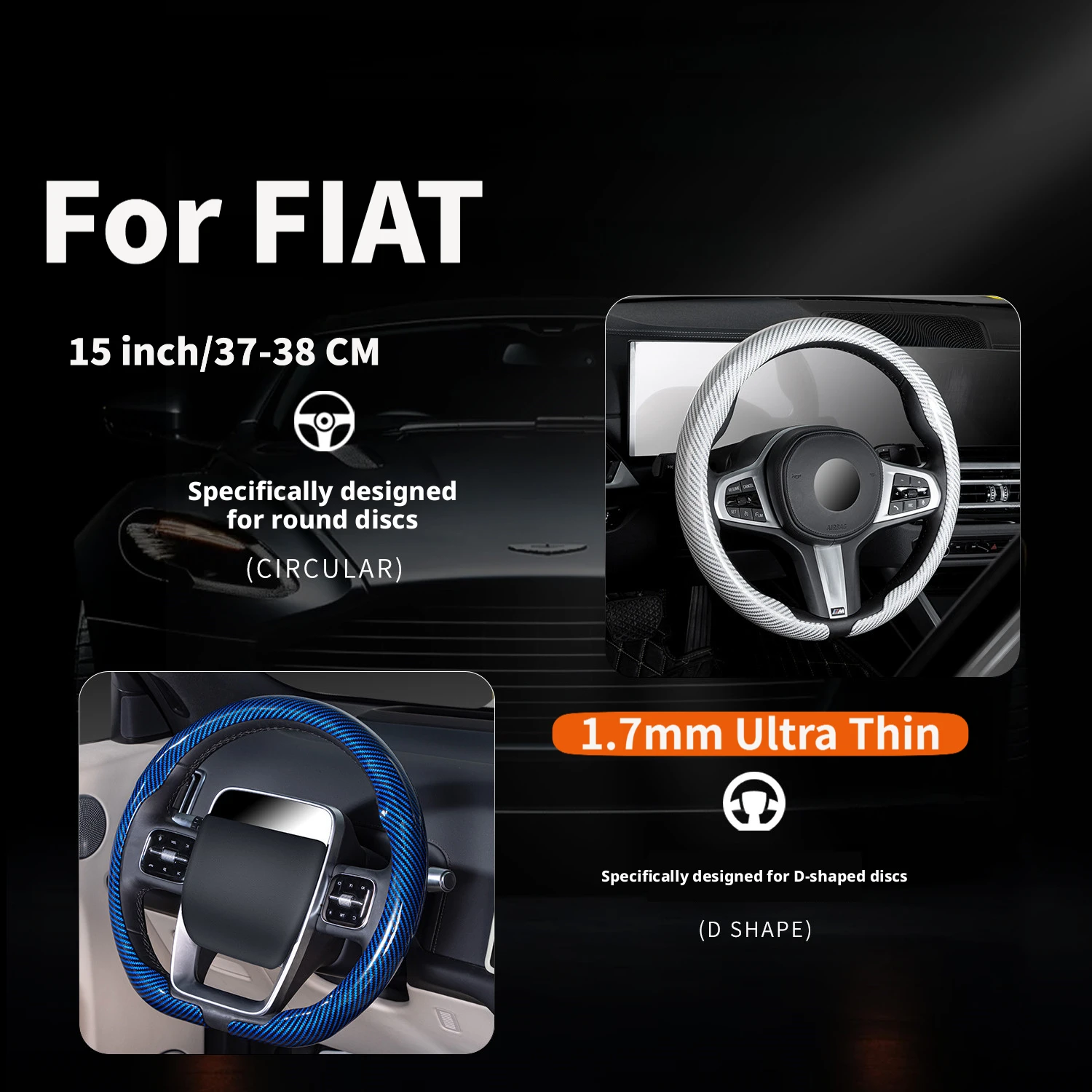 Ultra-thin carbon fiber texture car steering wheel cover suitable for Fiat Toro Tipo Ducato Scudo  Talento Freemont Car Styling