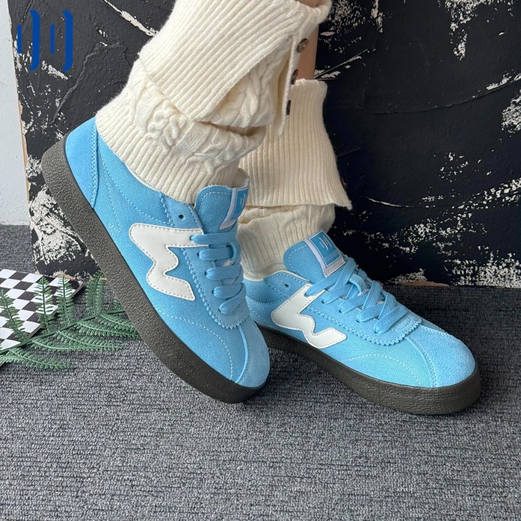 Ollieskate Blue Suede German Trainers Gum Rubber Sole Unisex Winter Trendy Streetwear Skate Sneakers