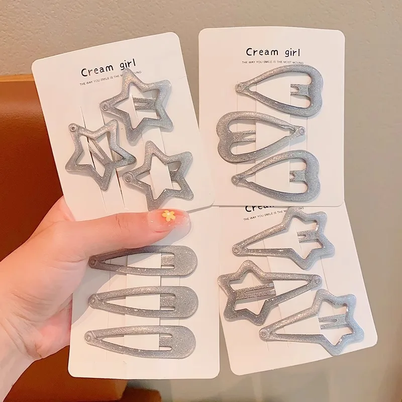 2025 hot selling summer children's bangs clip does not harm hair, little girl's high-quality silver hairpin headband