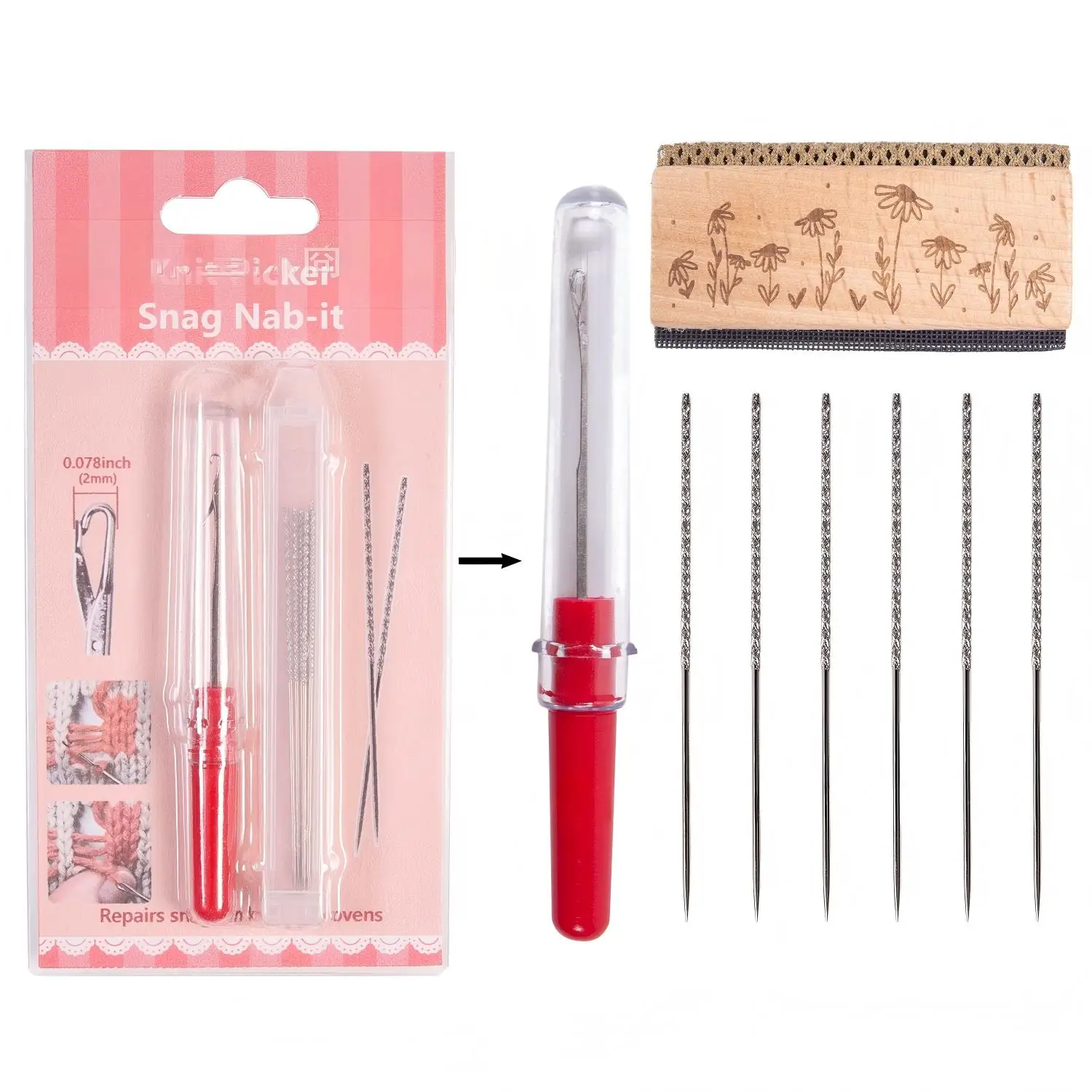 Sweater Care & Repair Kit, Knit Hat Repair Needles, Textured Snag Repair Needles, Lint & Fuzz Remover for Knit Hats & Pom-poms