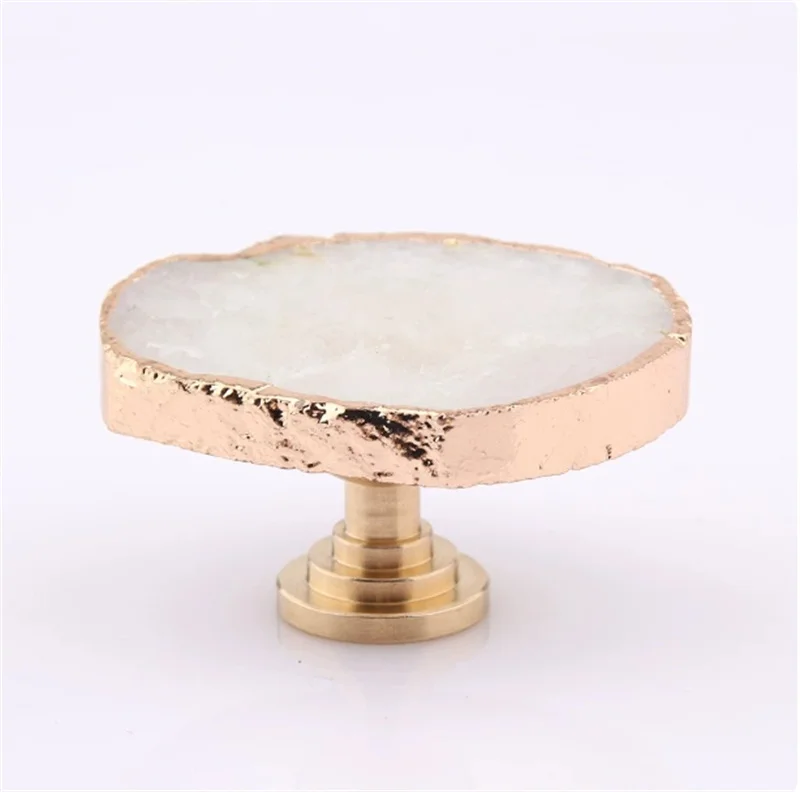 2Pcs Irregular White Crystal Cabinet Door Handles Drawer Knobs Brass Furniture Handle For Kitchen Cupboard Wardrobe Closet Pulls
