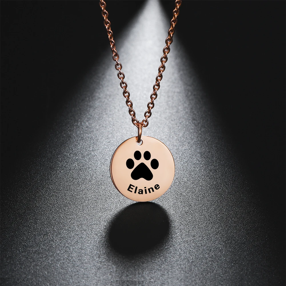 Fishhook Pet Dog Necklace Paw Tag Puppy Personalized Custom Name Gift For Women Men Kid Child Stainless Steel Chain Jewelry