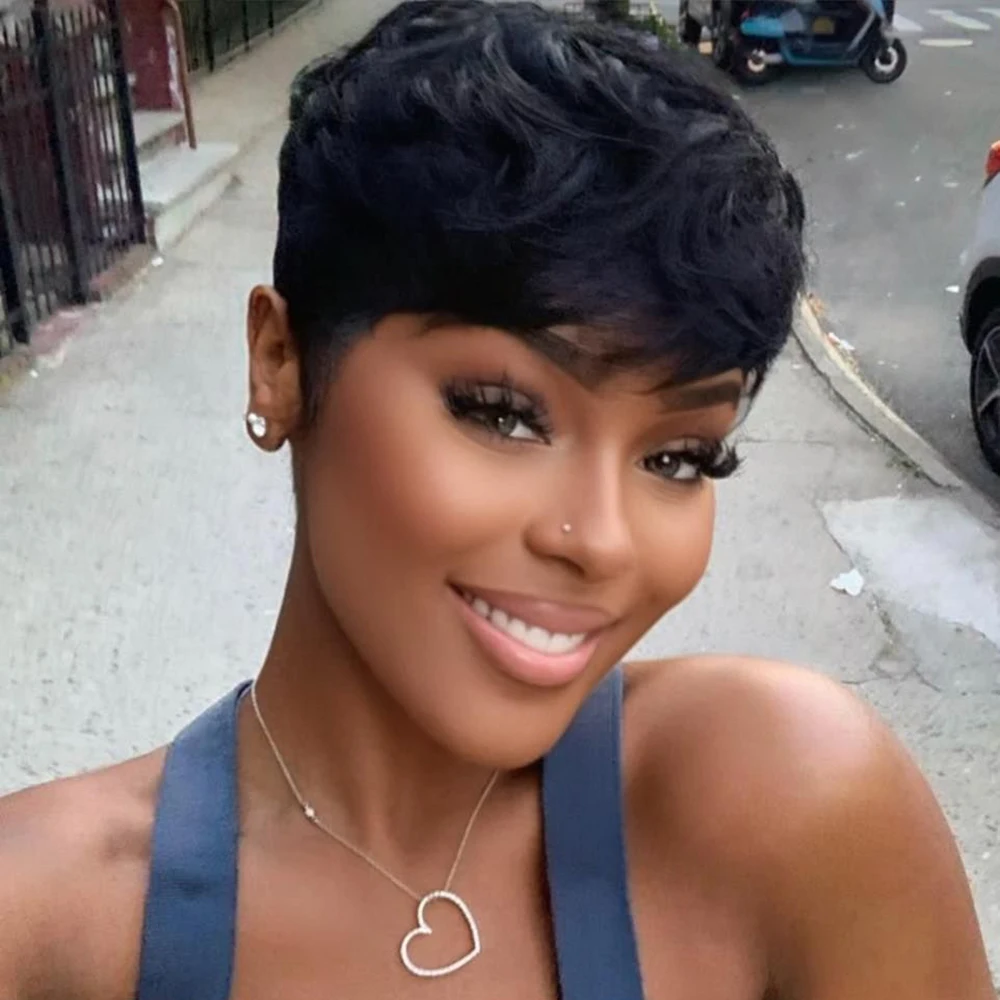 عابث قطع مستقيم شعر بشري أسود قصير بوب شعر مستعار رخيصة ريمي الشعر البشري للنساء السود كامل آلة صنع شعر مستعار للاستخدام اليومي