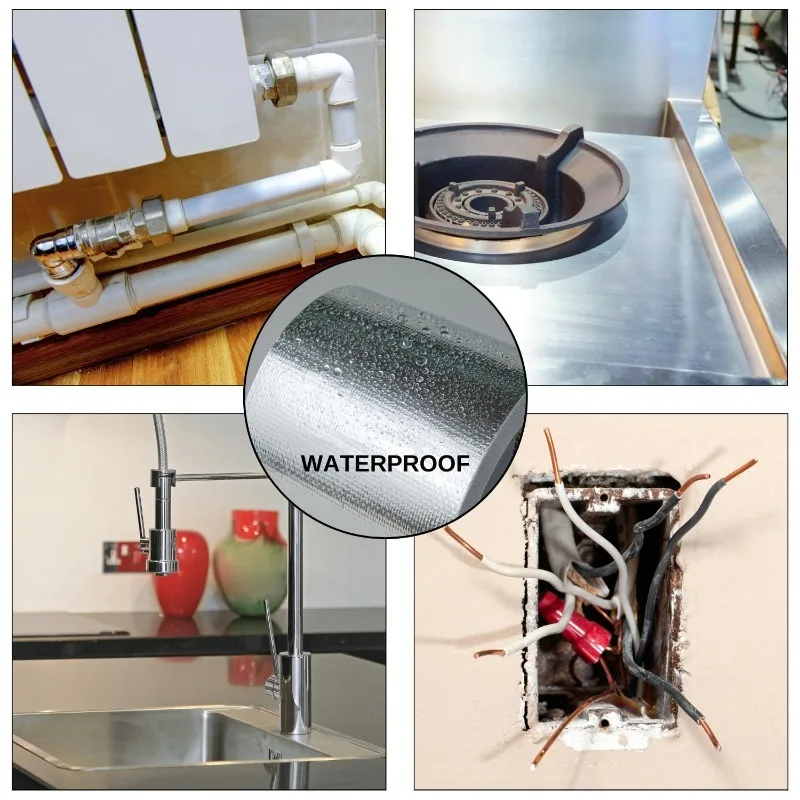 2 Stück selbstklebendes Aluminiumfolien-Fiberglas-Hitzeschildband, reflektierendes Material, kühles Klebeband, selbstklebend für HVAC, Rohr, Auto