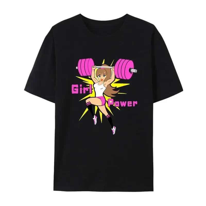 Funny Gym Barbell Girl He Asked Me To Clean So I Did Three Sets T-Shirt Otaku Short-sleev Top Women Lovely Graphic Tees