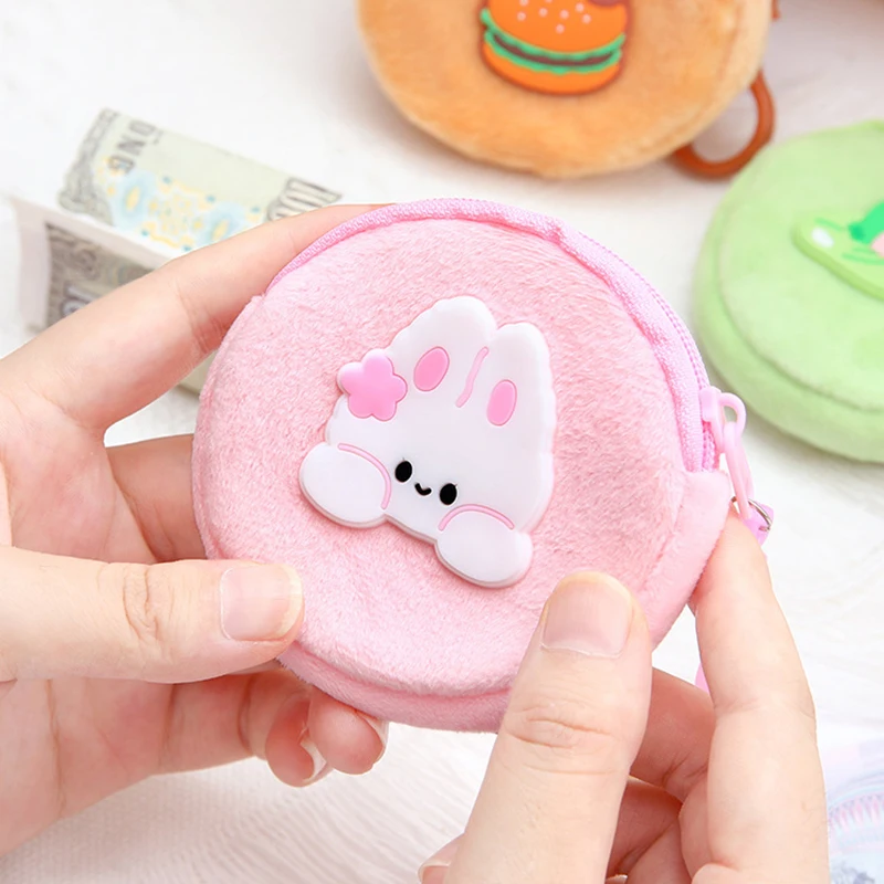 New Cute Cartoon Plush Storage Bag Children's Zip Coin Purse Key Bag Funny Lovely Portable Mini Headphone Bag Kids Birthday Gift