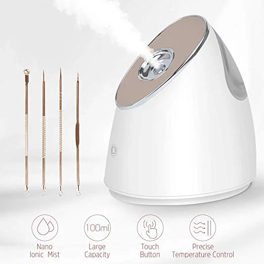 Máquina De Vapor De Hidratação De Rosto, Cravo e Nose Steamer, Sauna Facial, Amostra Grátis