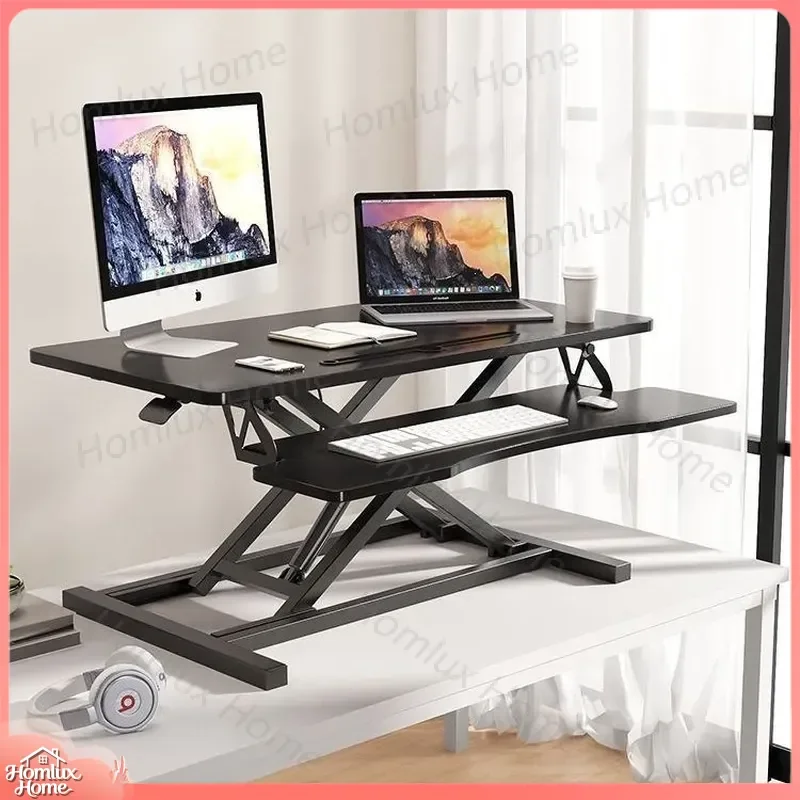 Double Desktop Workbench Lifting Table for Computer Standing Desk Folding Height Adjustable Sit Stand Office Table