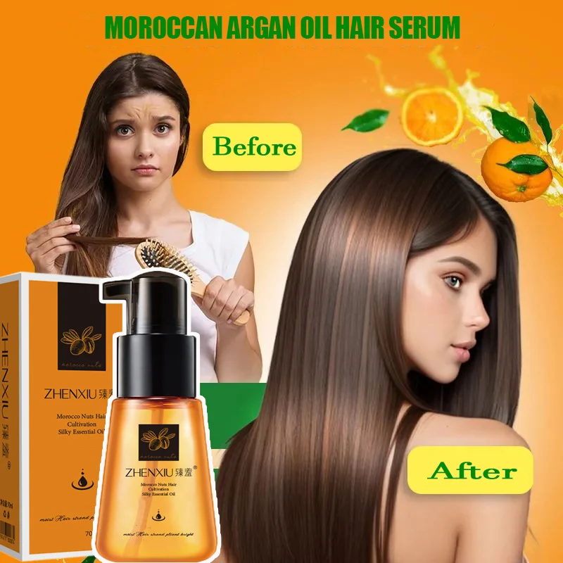 

Марокканское аргановое масло для ухода за волосами, эфирное масло, гладкий блеск, мягкая сыворотка для волос, восстановление поврежденных вилок, вьющиеся волосы, сухие питательные, увлажняющие волосы