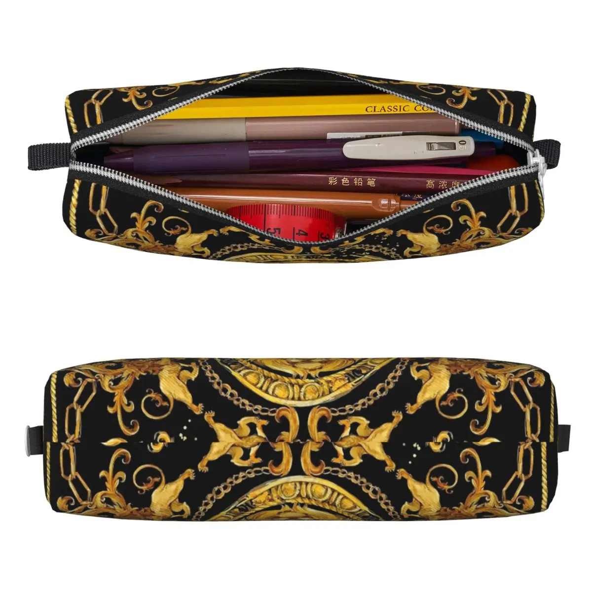 Golden Lion European Baroque Pencil Cases Creative Pen Holder Bags Student Large Storage Students School Cosmetic Pencilcases