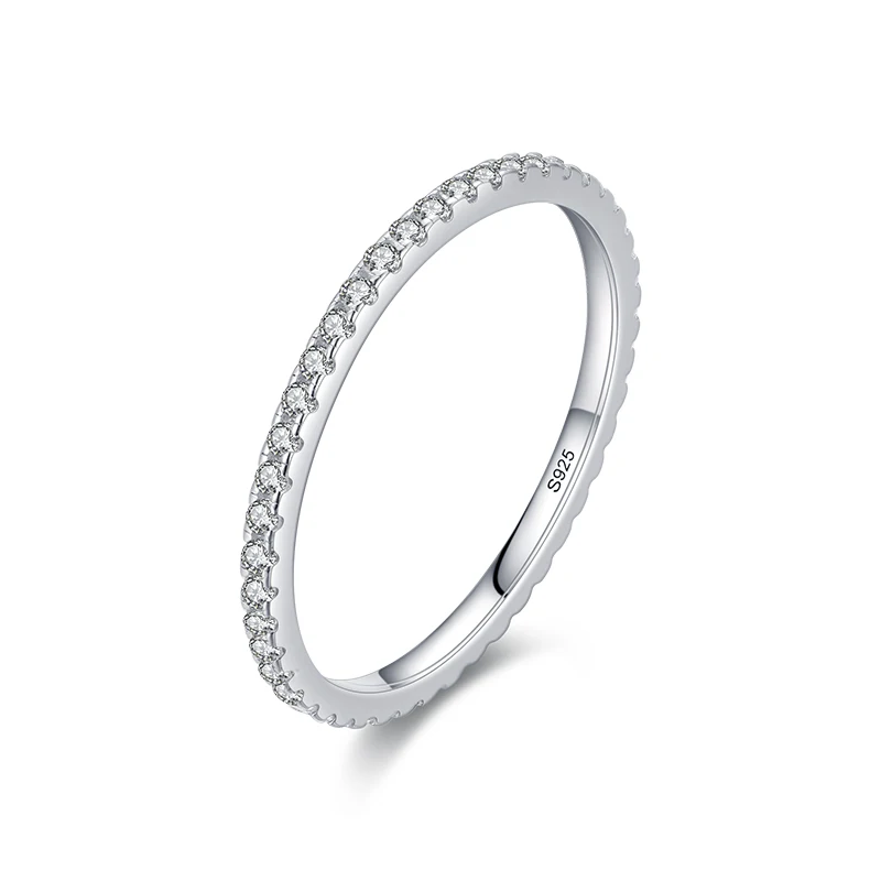 Women's Stackable 925 Sterling Silver Black Zirconia Rings
