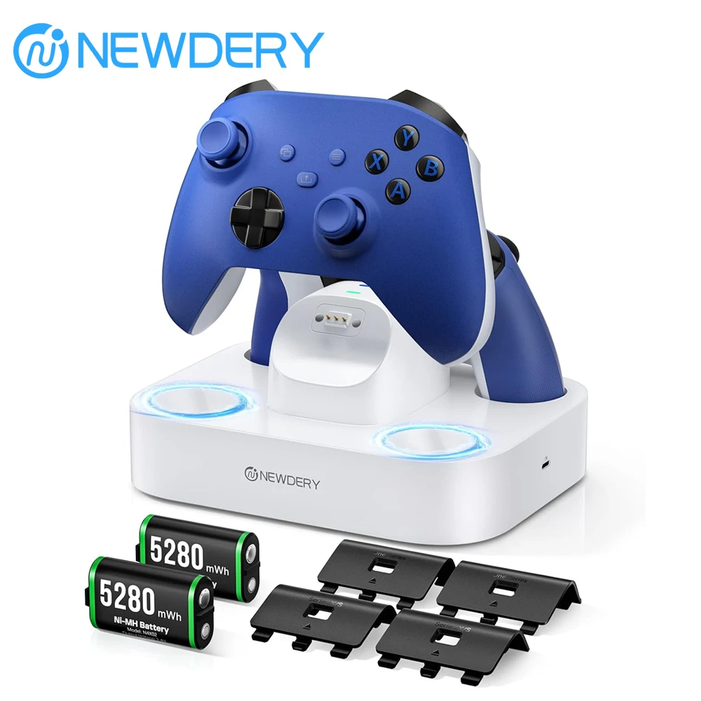 Зарядная станция для контроллеров Xbox One/Series X | Контроллер S, 2 аккумуляторных блока по 5280 мВт·ч, двойная зарядная док-станция для Xbox