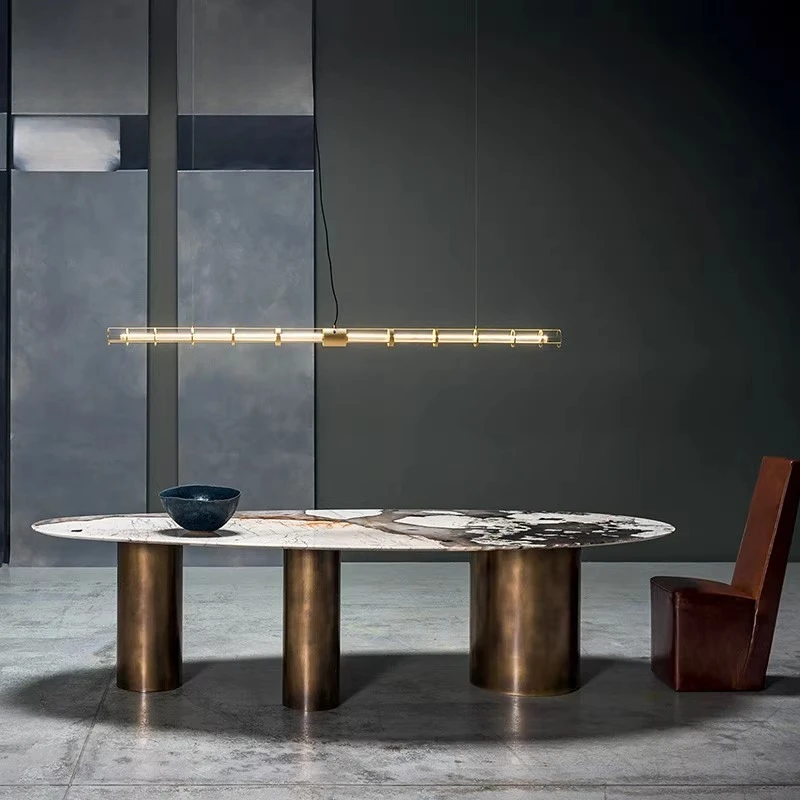 Dining table luxury stone imported designer light luxury simple modern Nordic restaurant dining table and chairs