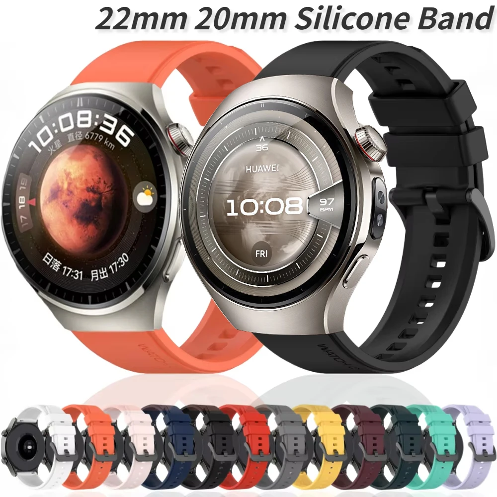 

22mm 20mm Silicone Strap for Huawei Watch 4 Pro Bracelet GT3 4 GT2 3 5 Pro Belt for Huawei Watch 46mm/Samsung Watch 7/6/5/4 Band