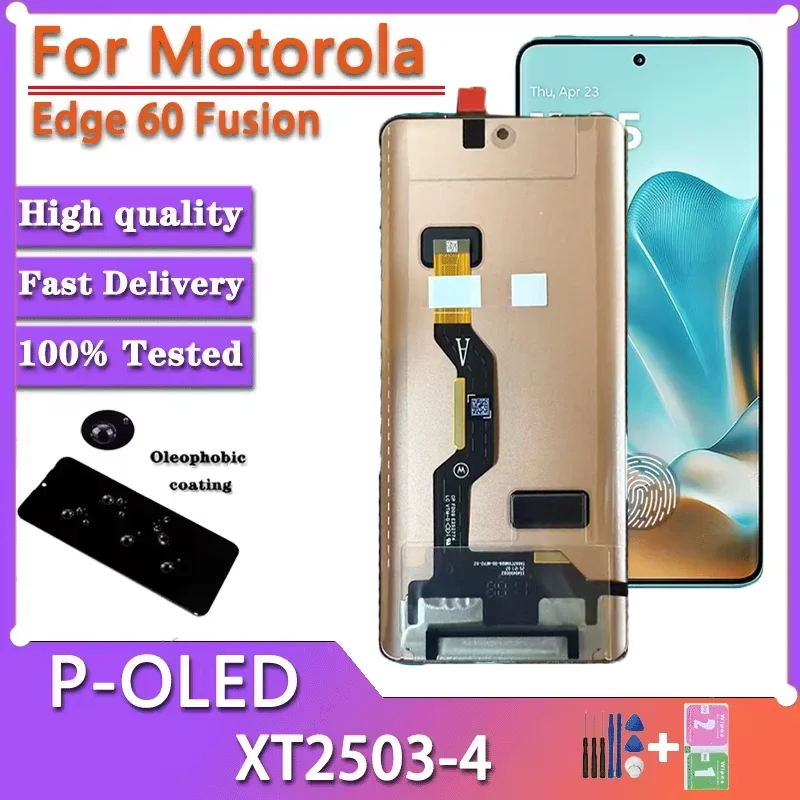Pantalla LCD AMOLED de 6,67 pulgadas y 120Hz para Motorola Edge 60 Fusion, montaje de digitalizador con pantalla táctil Edge 60 Fusion XT2503-4