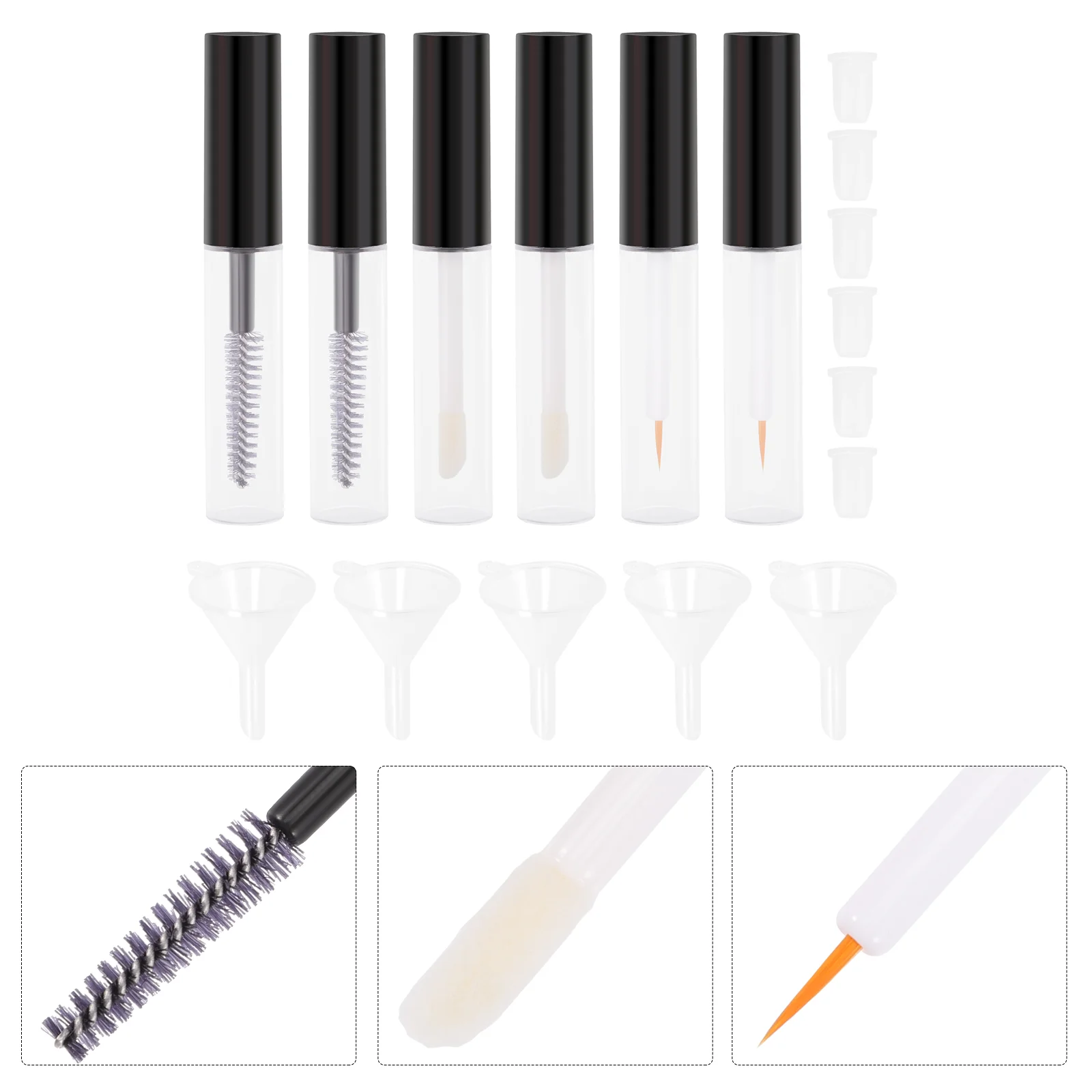 Lipgloss Tube Tubes Clear Mascara für Wimpern Volumen Kunststoff Cremebehälter Flasche Augenbrauenpinsel