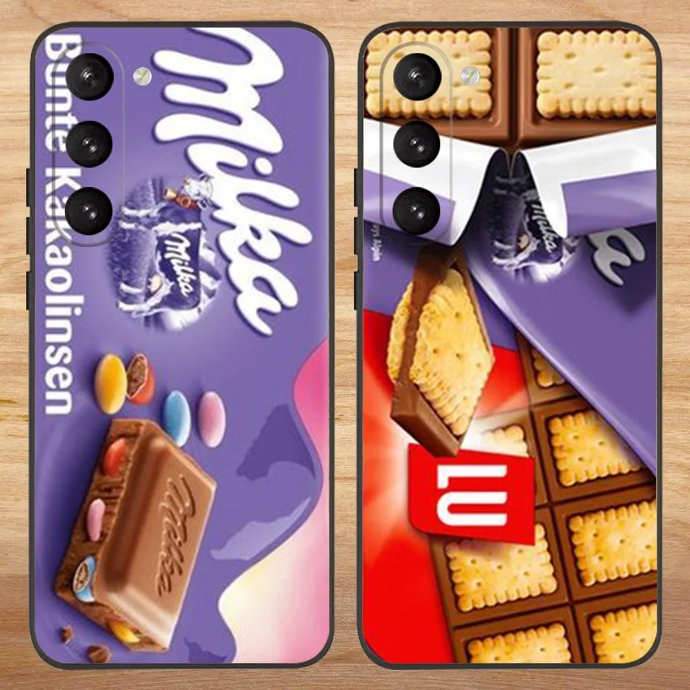 Chocolate Milka Box Phone Case For Samsung S23,23,22,30,21,10,9,Note20 Ultra,Lite,Ultra,5G,Plus,FE,Black Soft Case