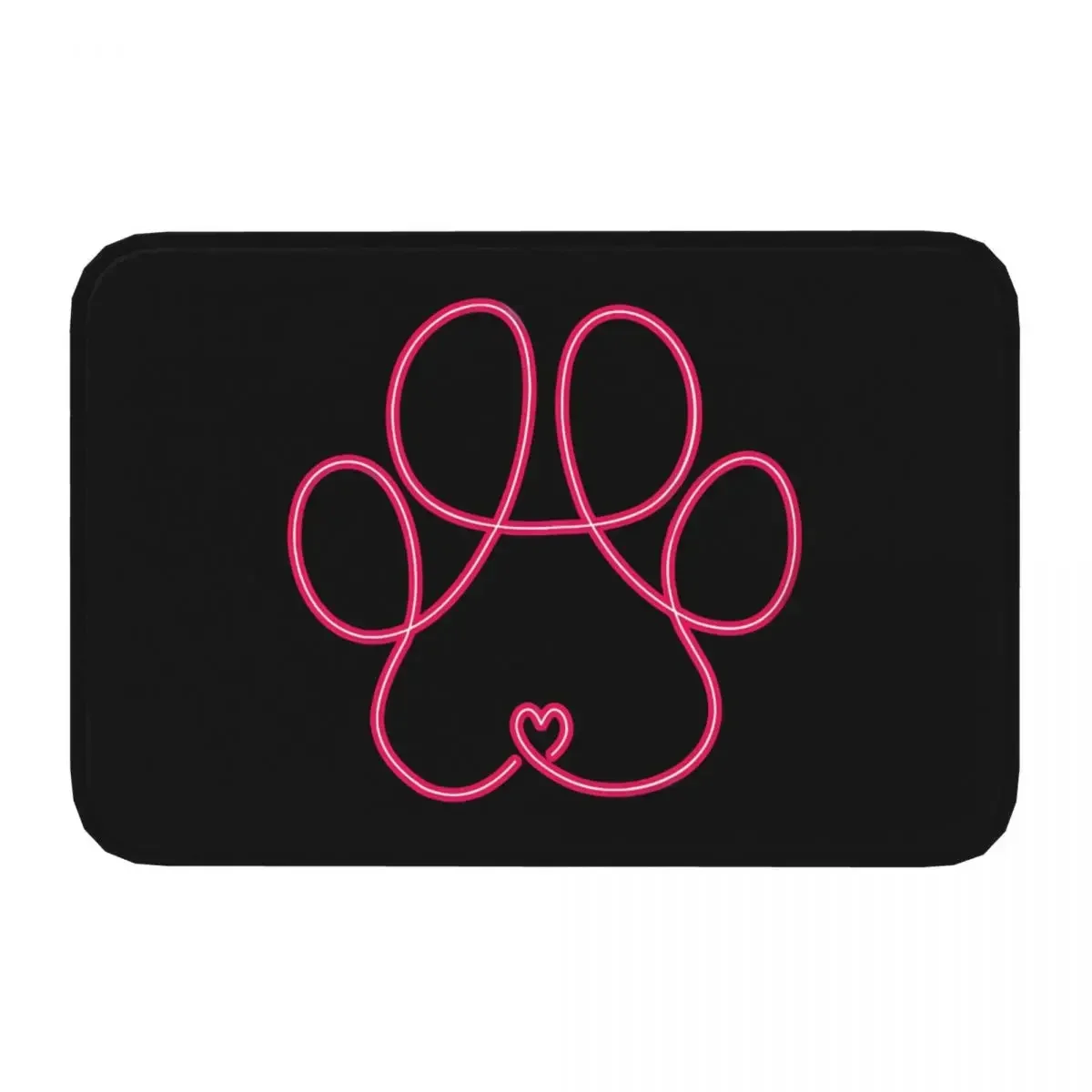 Paw Print Art Drawing Pink Line Dog Doge Non-slip Doormat Carpet Living Room Kitchen Mat Outdoor Flannel Decor