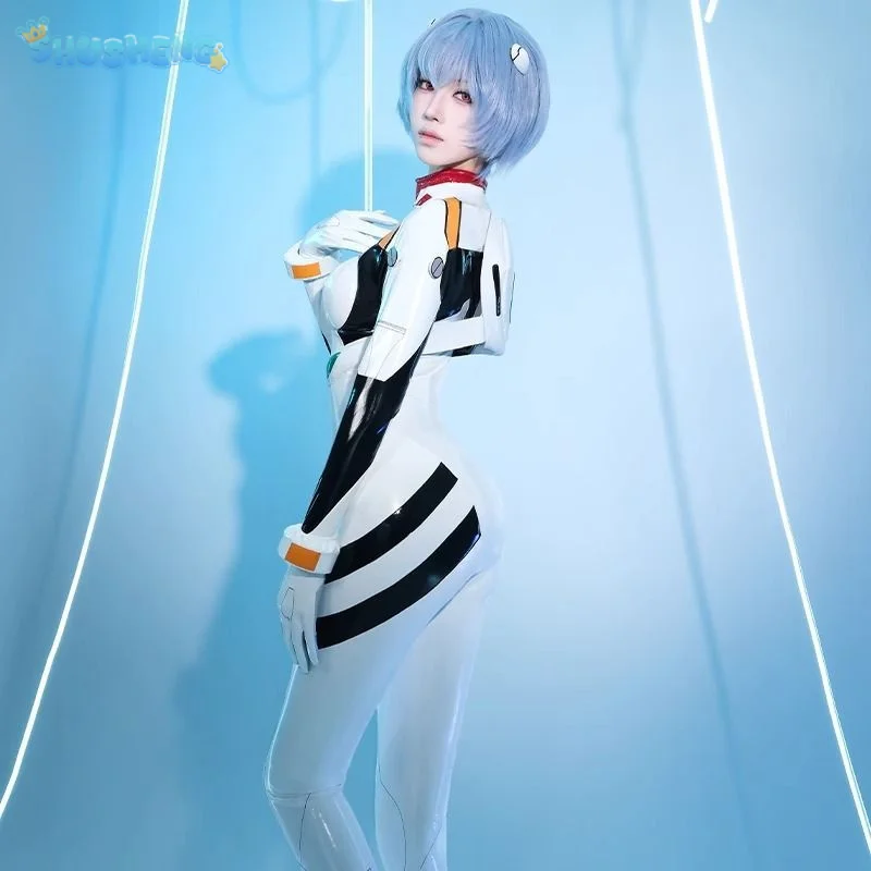 أزياء Ayanami Rei Anime EVA التأثيرية للهالوين من الجلد ملحقات بذلة ضيقة الدعائم مجموعة شعر مستعار بدلة معركة نسائية مثيرة #3