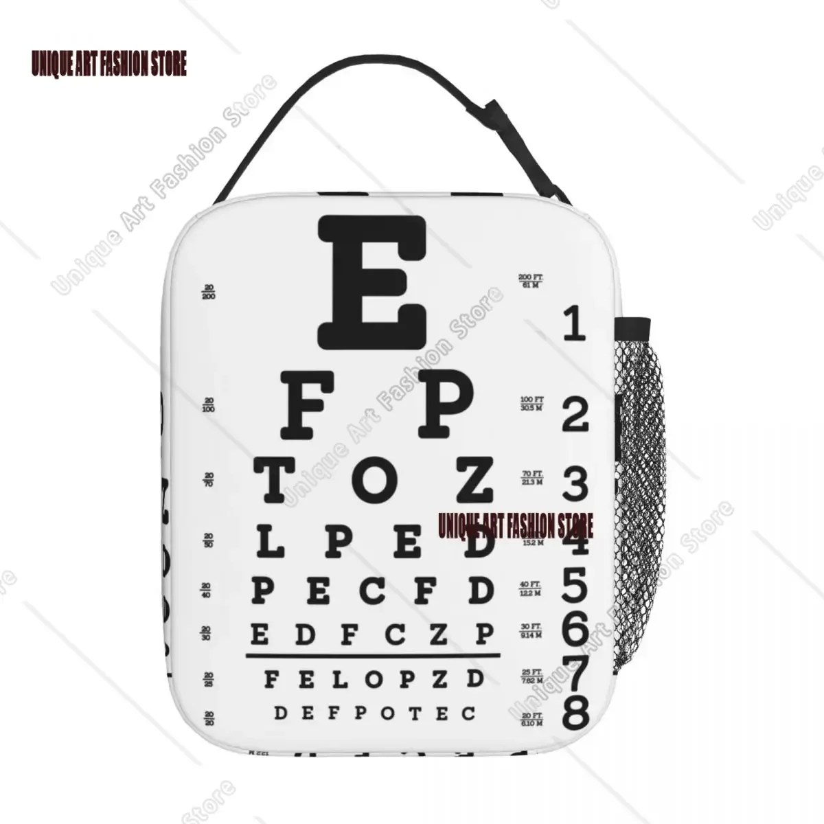 Snellen Eye Chart Insulated Lunch Tote Bag for Women Eye Surgeon Portable Cooler Thermal Food Lunch Box School
