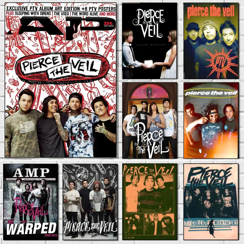 P-Pierce The Veil Poster HD Art Sticky Wall Waterproof Home Living Room Bedroom Bar Aesthetic Decoration