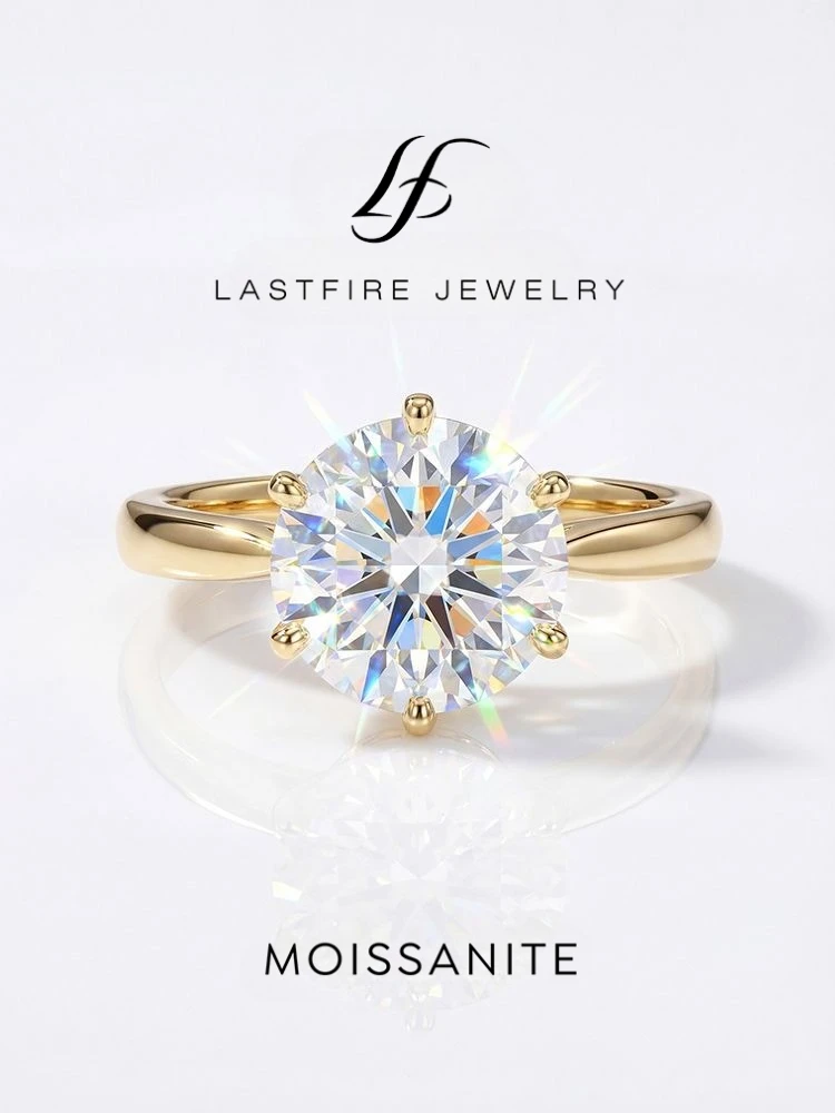  925 Sterling Silver 0.5-1ct Shiny Round Real Moissanite Diamond Ring for Women Wedding Gorgeous High Quality Fine Jewelry