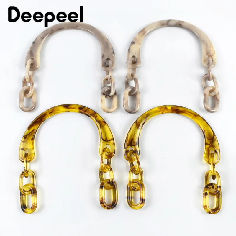 

2 шт. Deepeel 13 см Янтарная смола U-образная ручка для сумки для сумки тканая цепочка для сумки пластиковые акриловые ручки DIY аксессуары ручной работы